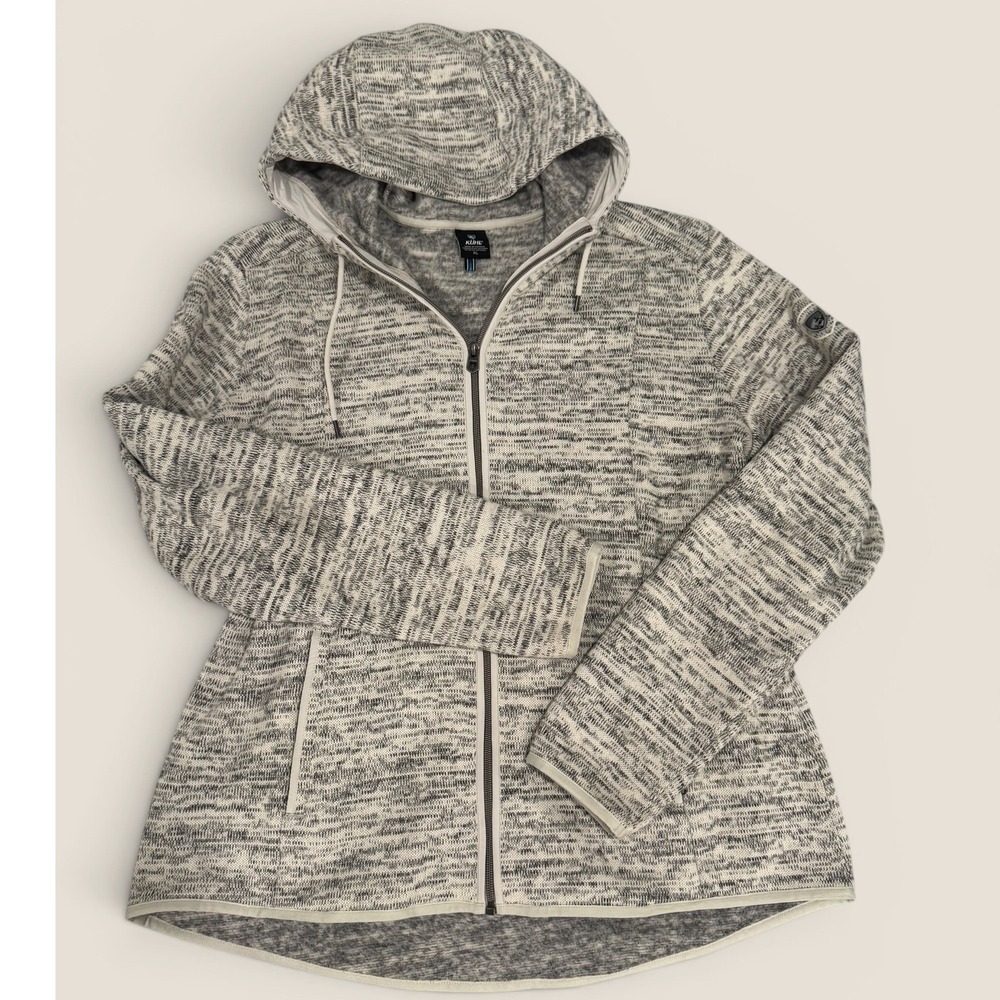 Kuhl Womens XL Grey Marled Full Zip Fleece Hoodie Jacket Outdoor Hiking Layer